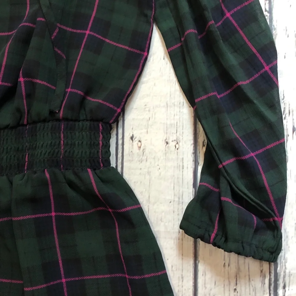 J. Crew blackwatch plaid midi dress